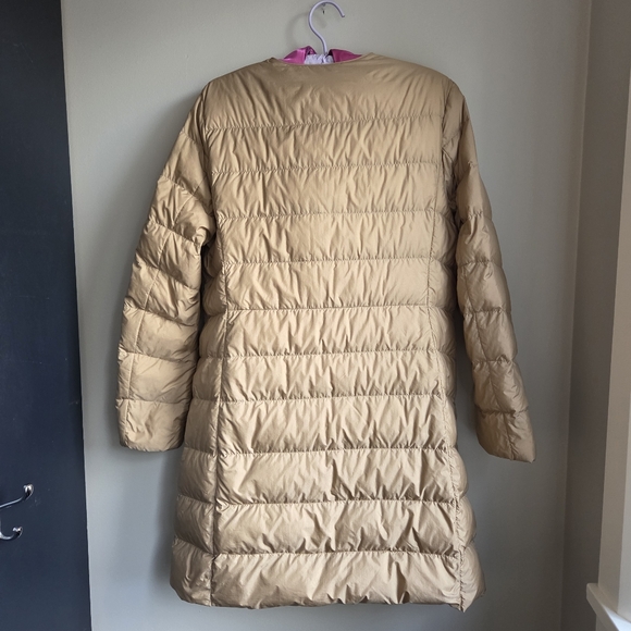 Uniqlo Down EUC Ultra Light, Tan Puffer Coat Cardigan Sweater Warm L - Picture 2 of 16